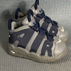 Nike Air More Uptempo Cool Grey Midnight Navy (TD) Shoes DM3319-009 Size 5C